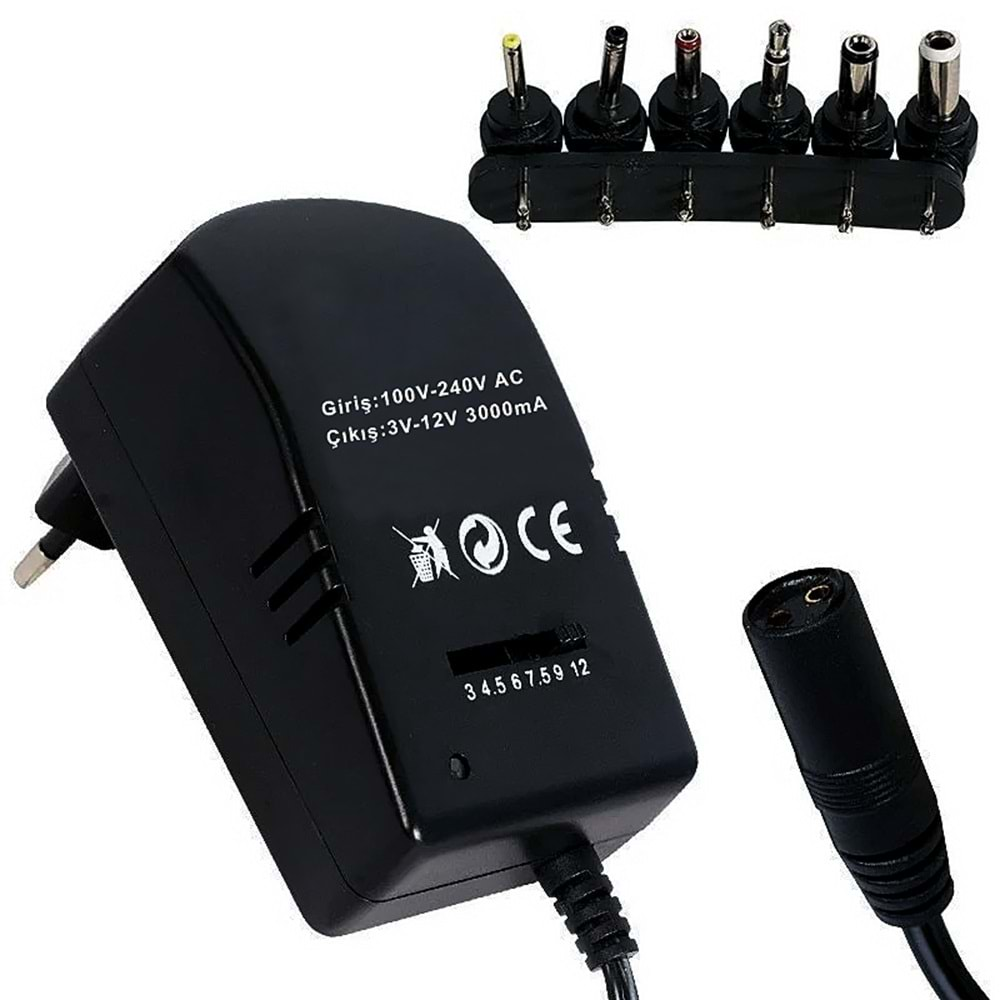 100V-240V AC ÇIKIŞ 3V-12V 3000MA Çok Uçlu Adaptör