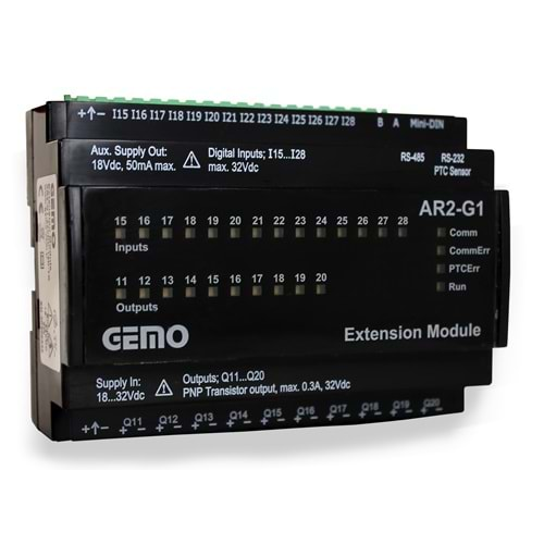 AR2-G1 - AR2-A ve AR2-S PLC İçin Giriş - Çıkış Genilatme Modülü (extension module )